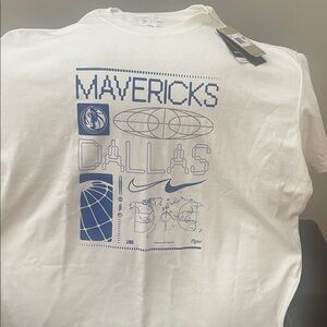Nike White and Blue Mavericks T-Shirt